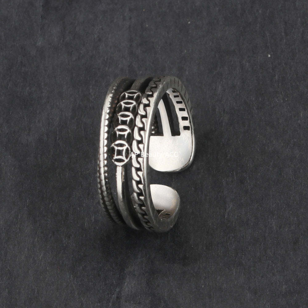 G관 - 빈티지 실버 스타일 동전 체인 디자인 반지 [J2521] 25.09-4