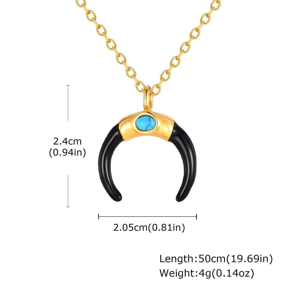 G관 - 스테인리스 스틸 터키석 달 모양 펜던트 목걸이 [PN-2230] 25.10-4