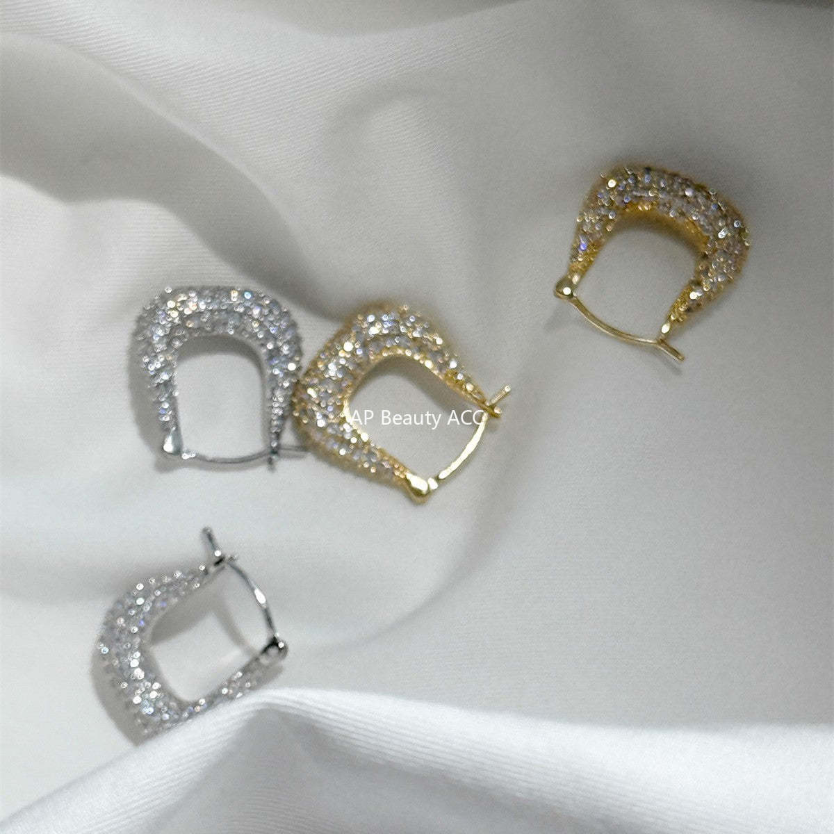 A관 - 925 은침 주머니 디자인 큐빅 후프 귀걸이 [EH-4072] 25.09-4