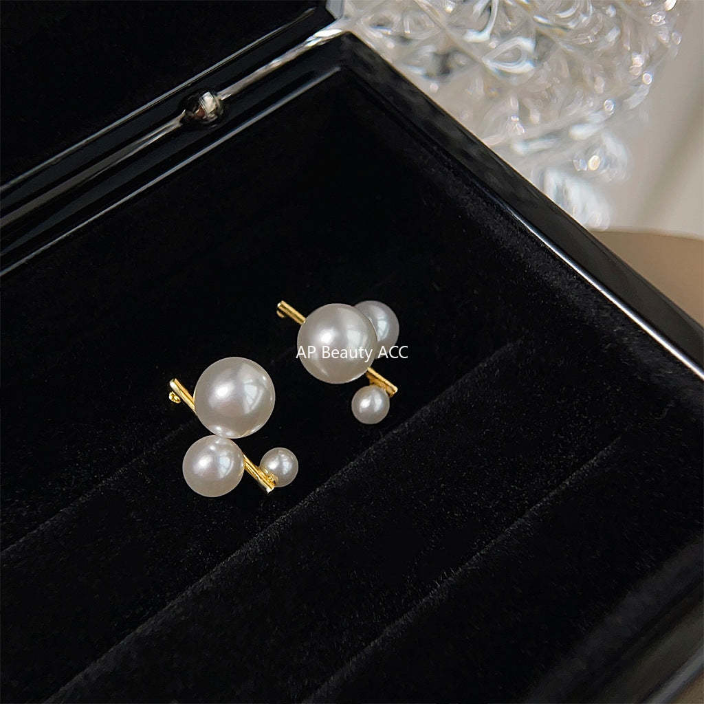 C관 - 개성 있는 작은 진주 기하학 14K 도금 인스타 감성 귀걸이 [3780] 24.04-3
