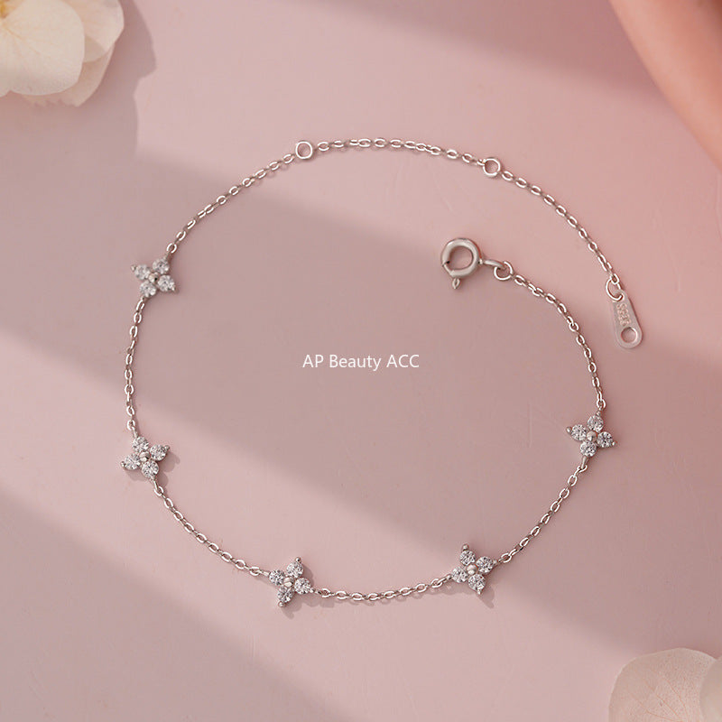 B관 - 925 실버 큐빅 플라워 팔찌 [YC4953SL_1] 25.10-1