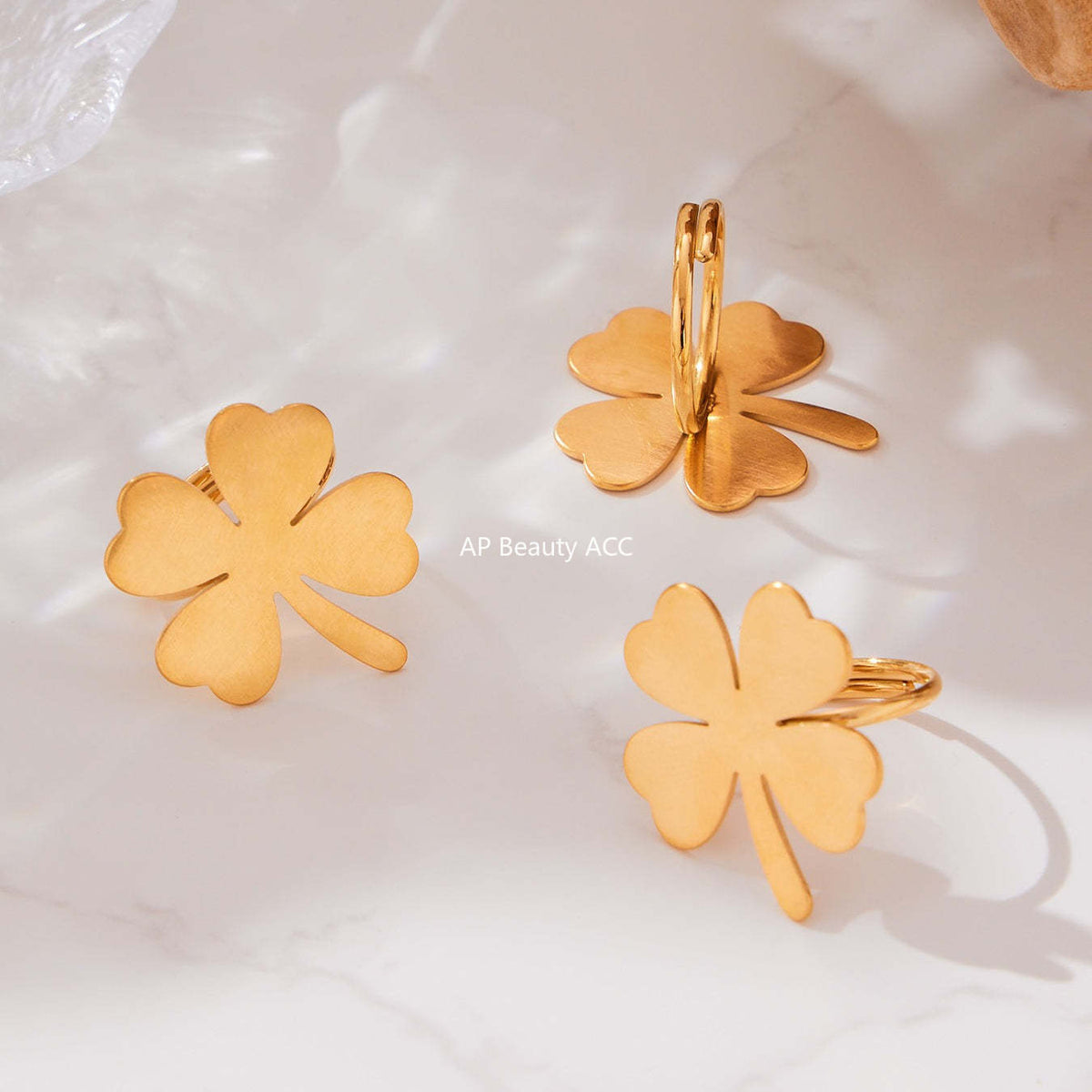 D관 - 스테인리스 18K 도금 하트 네잎 클로버 목걸이 귀걸이 반지 [TXP463] 25.10-5