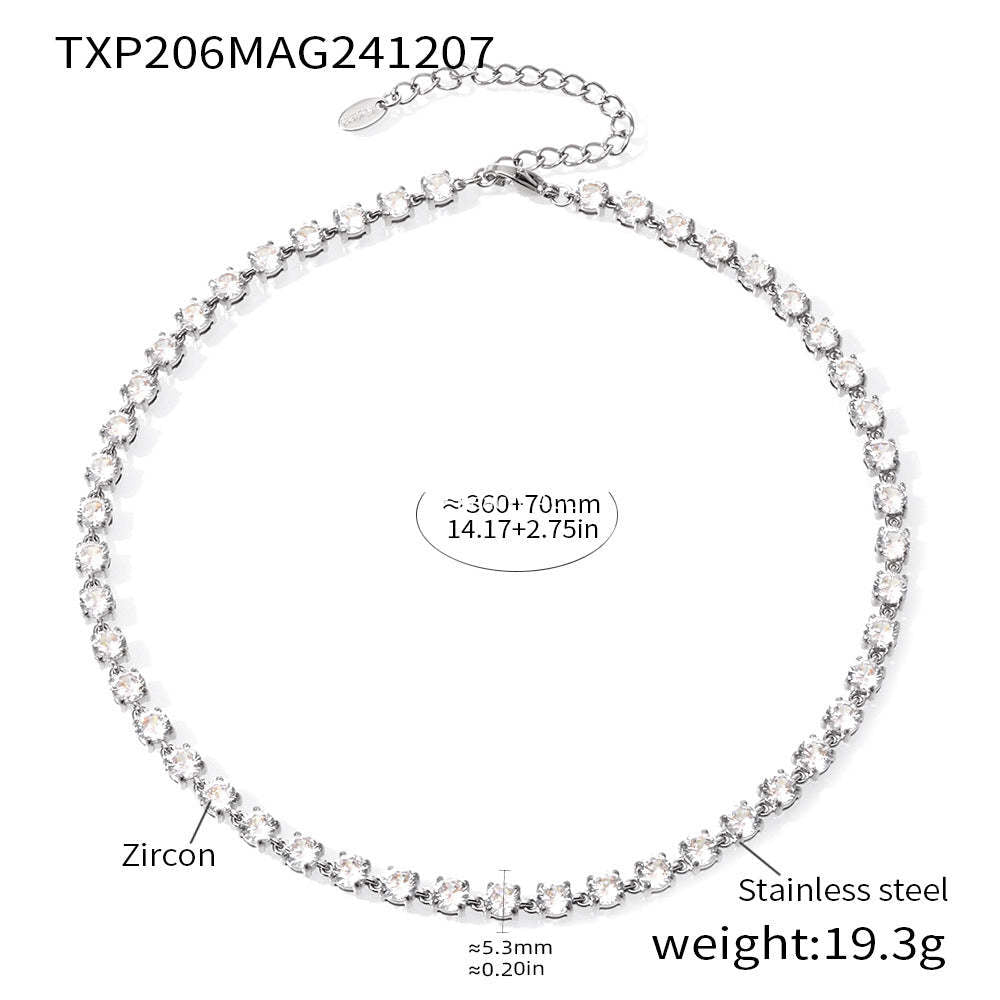 D관 - 18K 골드 도금 스테인리스 스틸 핸드메이드 5mm 컬러 큐빅 목걸이 팔찌 [TXP206-TXE206] 24.12-2