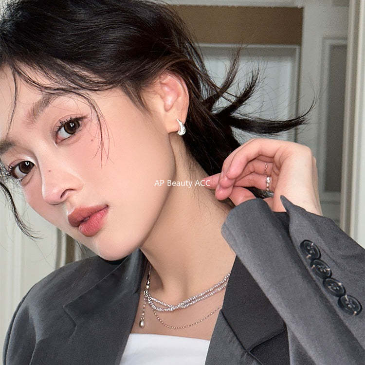 A관 - 세로 줄무늬 팔각별 큐빅 후프 귀걸이 [EH-4097] 25.12-1