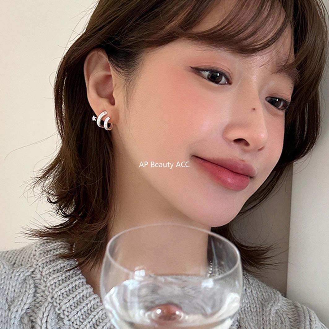 A관 - 925 은침 유성 디자인 큐빅 귀걸이 [EH-3503] 25.06-2