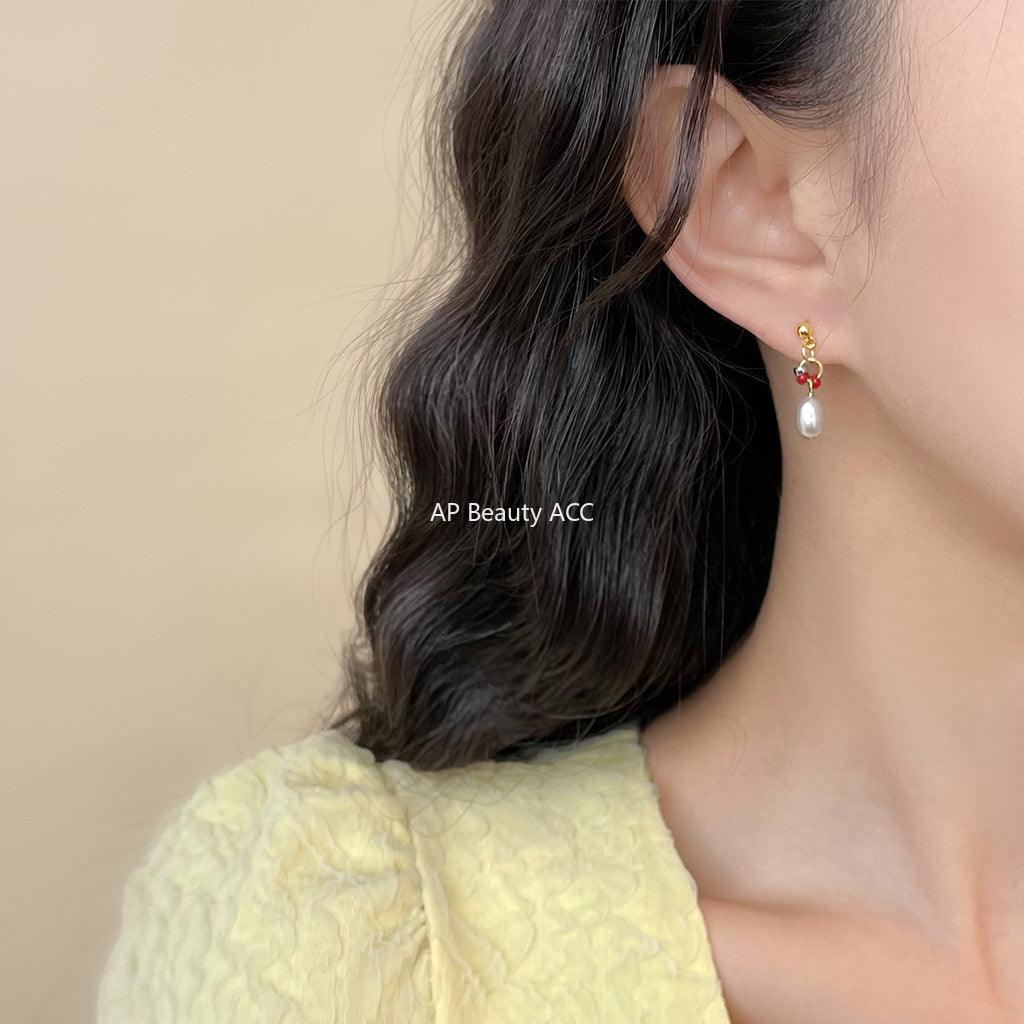 C관 - 핸드메이드 담수 진주 14K 도금 은침 귀걸이 [5836] 25.04-2