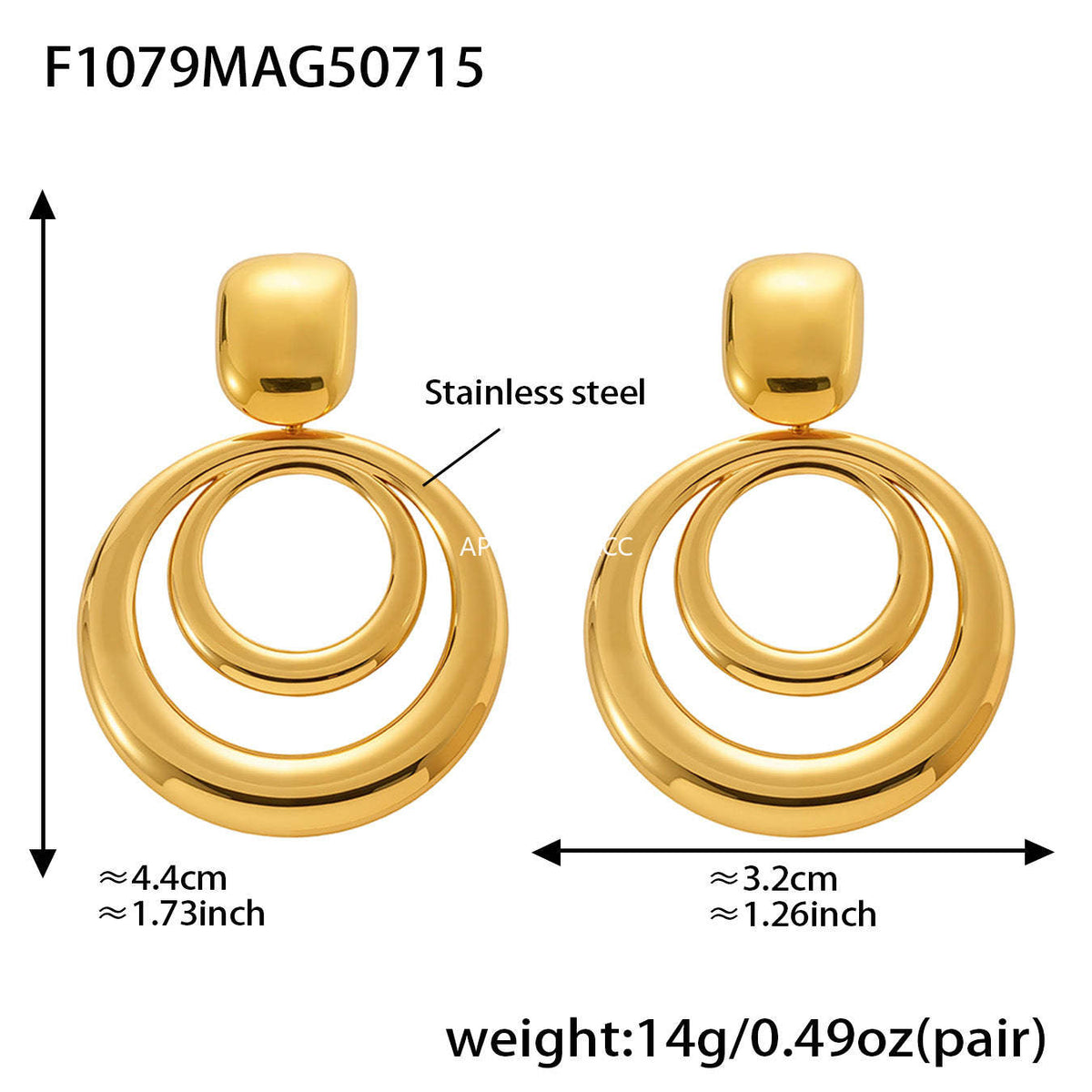 D관 - 스테인리스 스틸 투톤 기하 원형 귀걸이 [F1079-F1134] 25.07-3