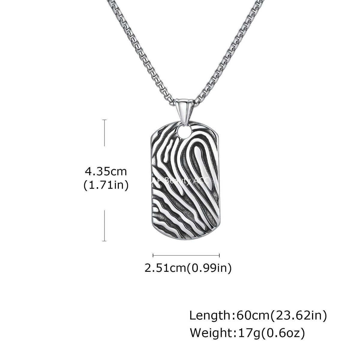 G관 - 지문 패턴 플레이트 펜던트 스테인리스 스틸 목걸이 [PN-2243] 25.12-2