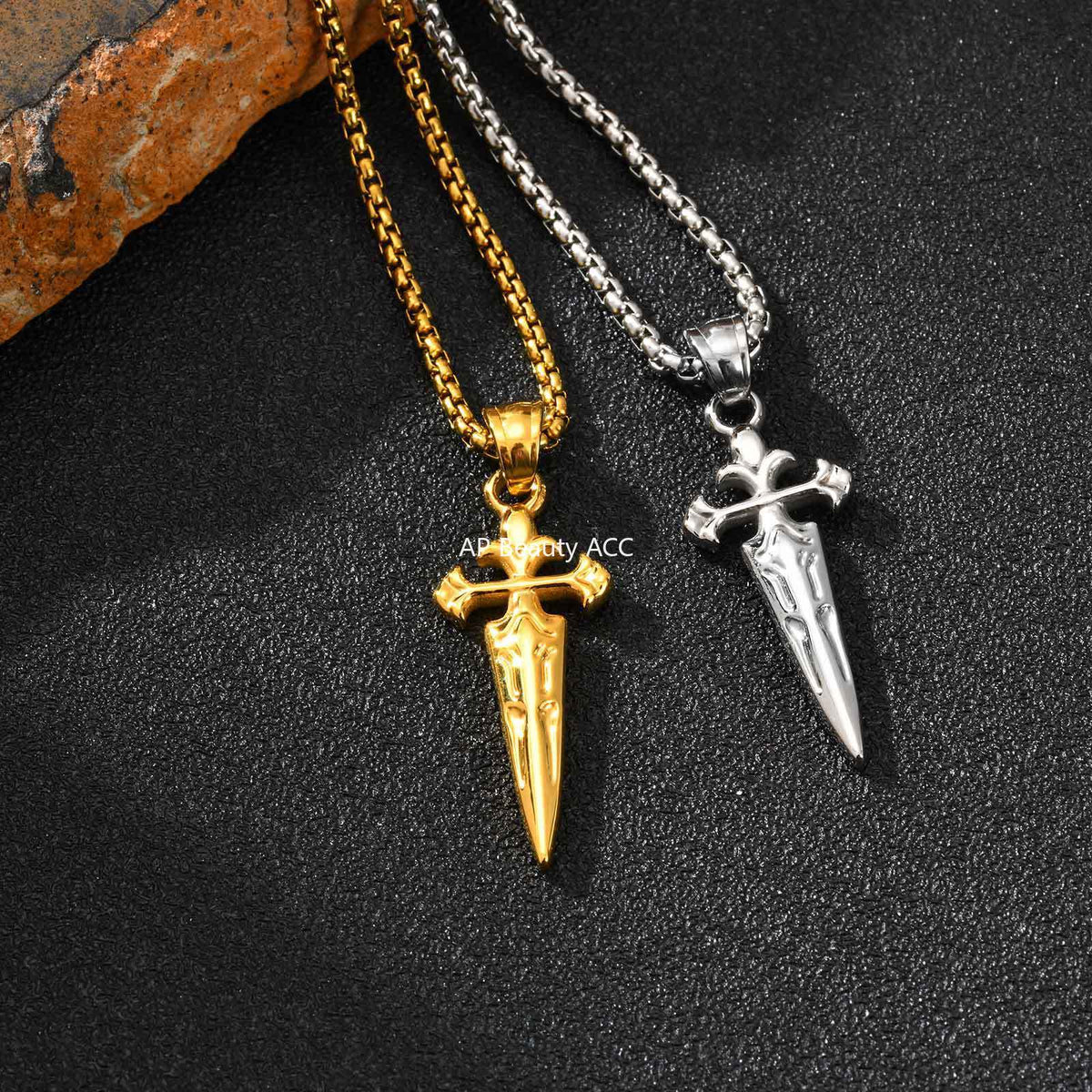 G관 - 스테인리스 검 모양 십자가 펜던트 목걸이 [PN-2241] 25.11-1