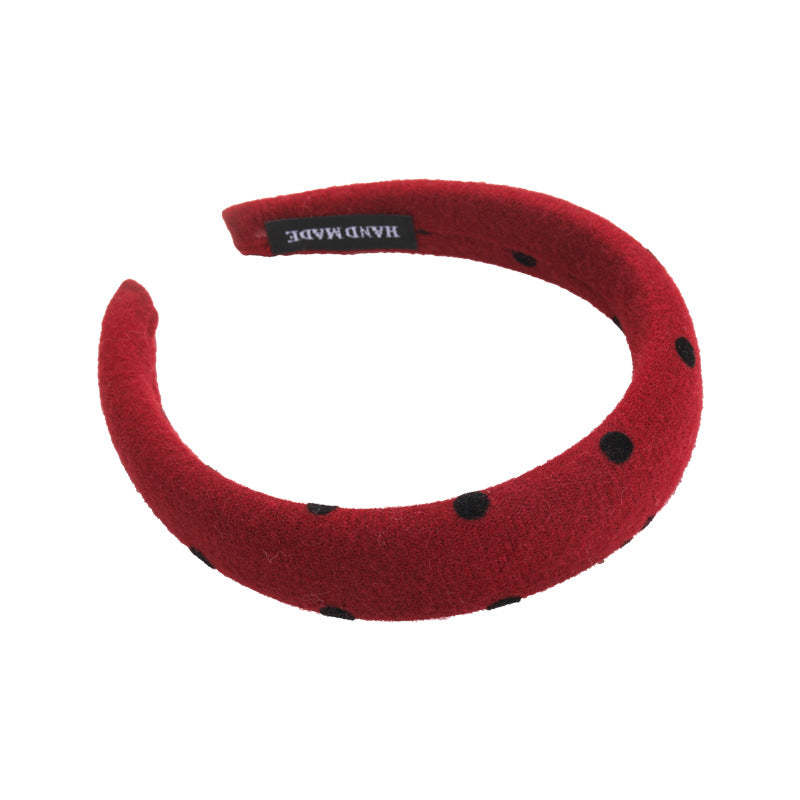 E관 - 레드 도트 패브릭 곱창 헤어밴드 머리띠 [27755] 25.12-1