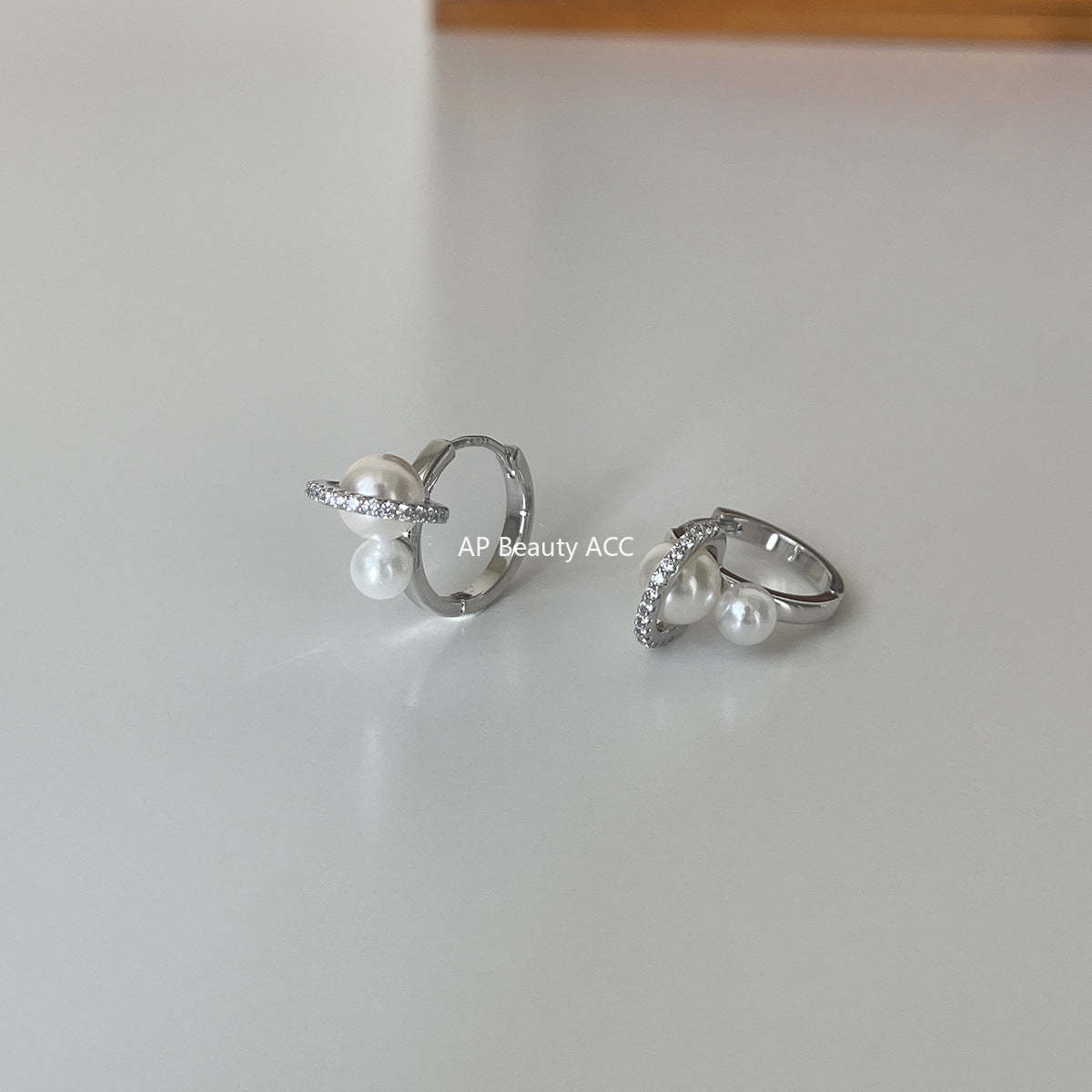 A관 - 925 은침 큐빅 진주 원형 링 귀걸이 [EH-4312] 25.12-3