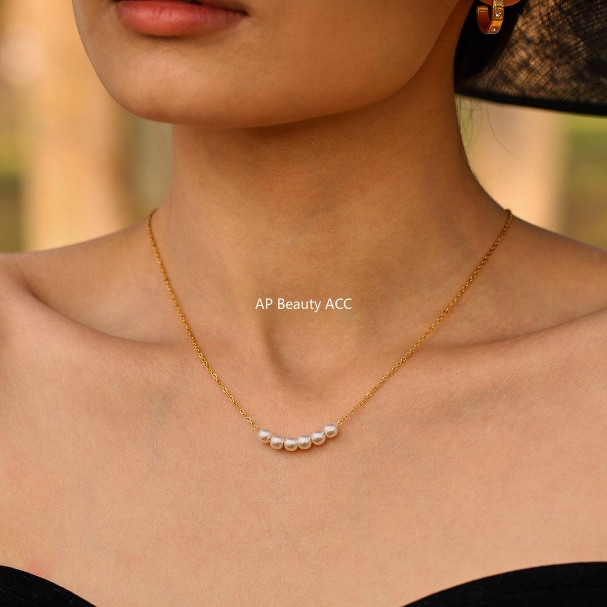 D관 - 자개 진주 스테인리스 스틸 18K 도금 목걸이 [P590-P750] 25.04-2