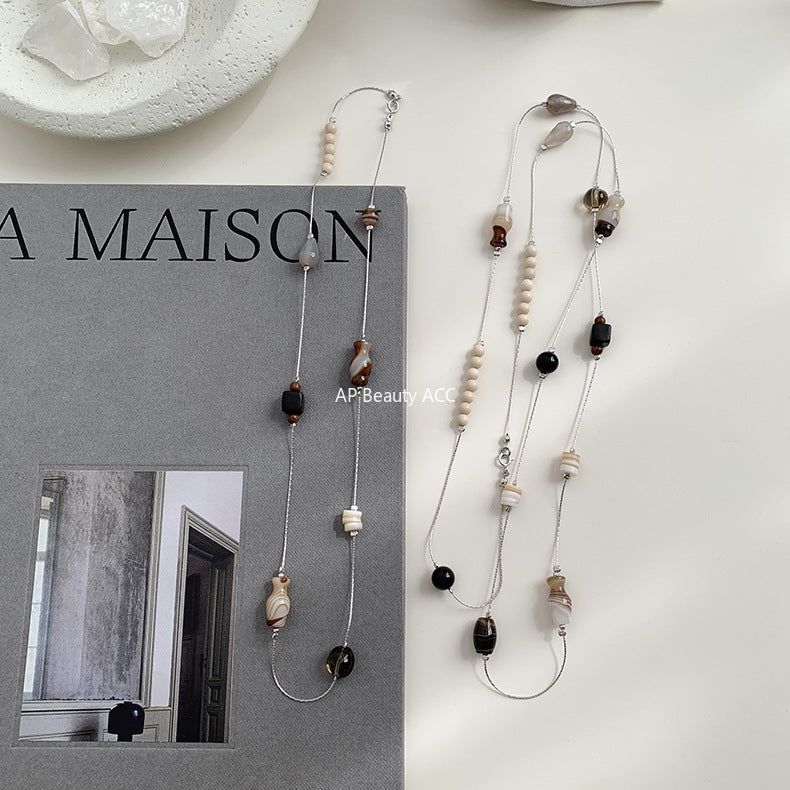 A관 - 925 실버 천연 마노 연수정 비즈 목걸이 [1459-1460] 25.10-3