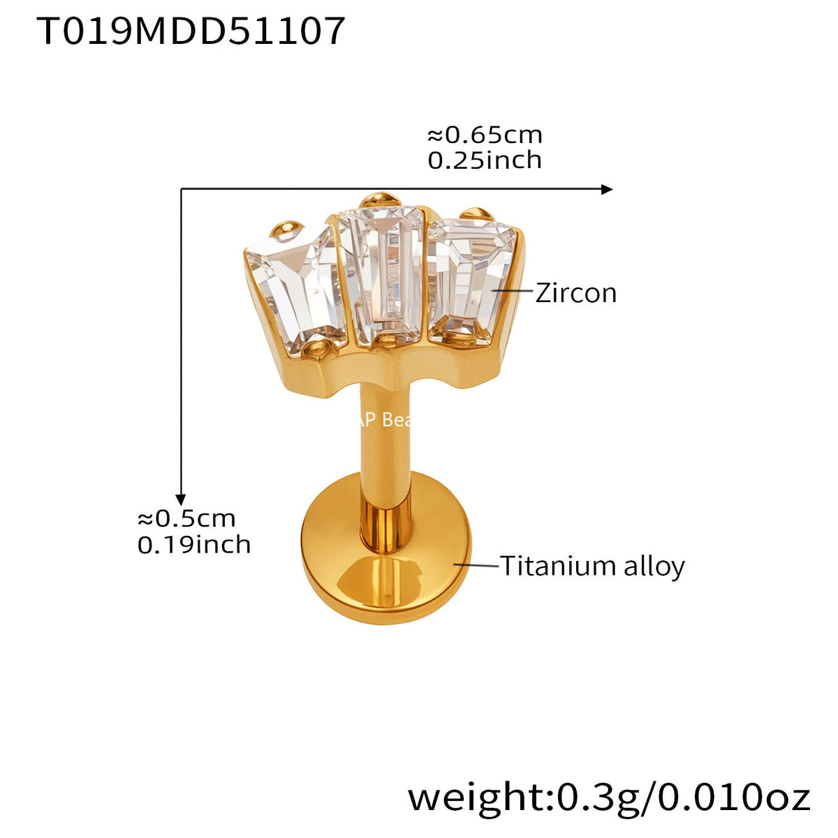D관 - 티타늄 합금 스틸 입술용 단품 피어싱 [T009] 25.11-2