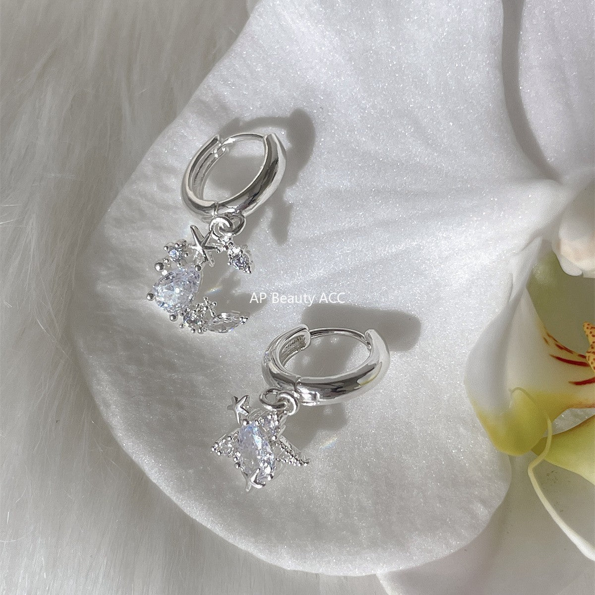 A관 - 별 달 비대칭 큐빅 링 귀걸이 [EH-4137] 25.10-1