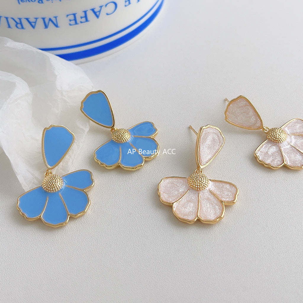 C관 - 14K 도금 여름 귀여운 데이지 은침 귀걸이 [4132-4133] 24.05-5