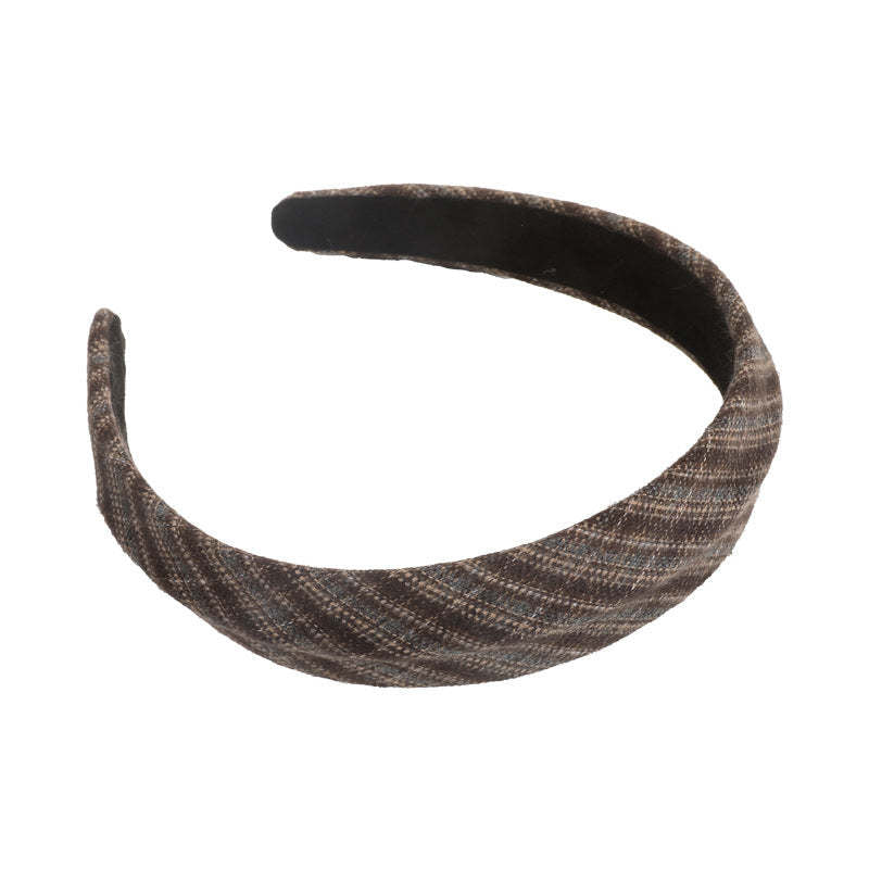 E관 - 체크 패턴 패브릭 볼륨 와이드 머리띠 [27675] 25.11-3