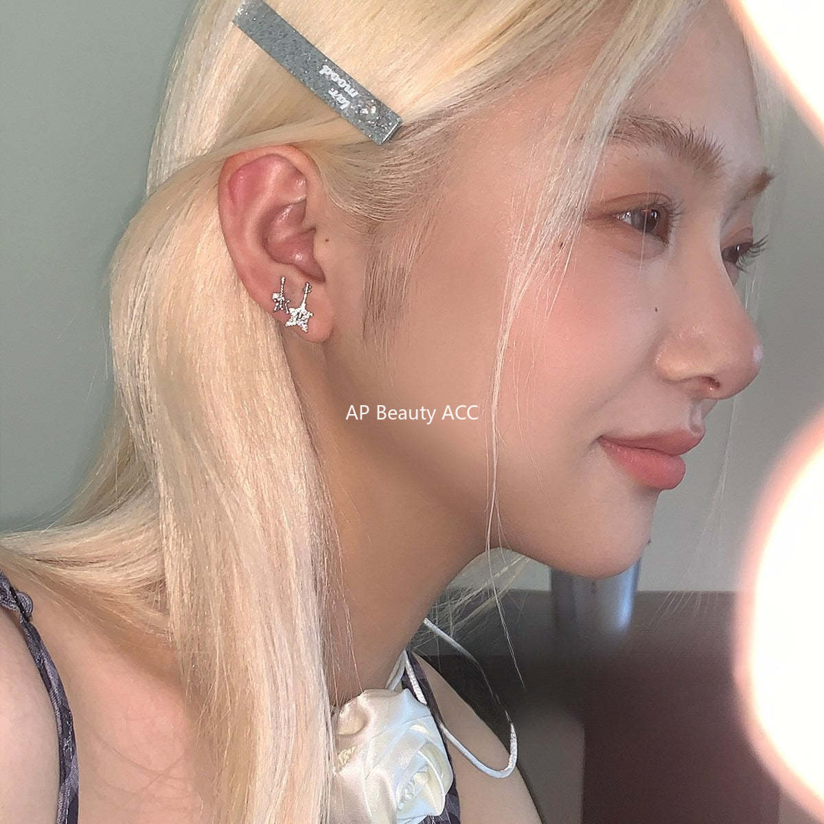 A관 - 티타늄 스틸 큐빅 별 기타 모양 비대칭 귀걸이 [EH-4162] 25.10-4