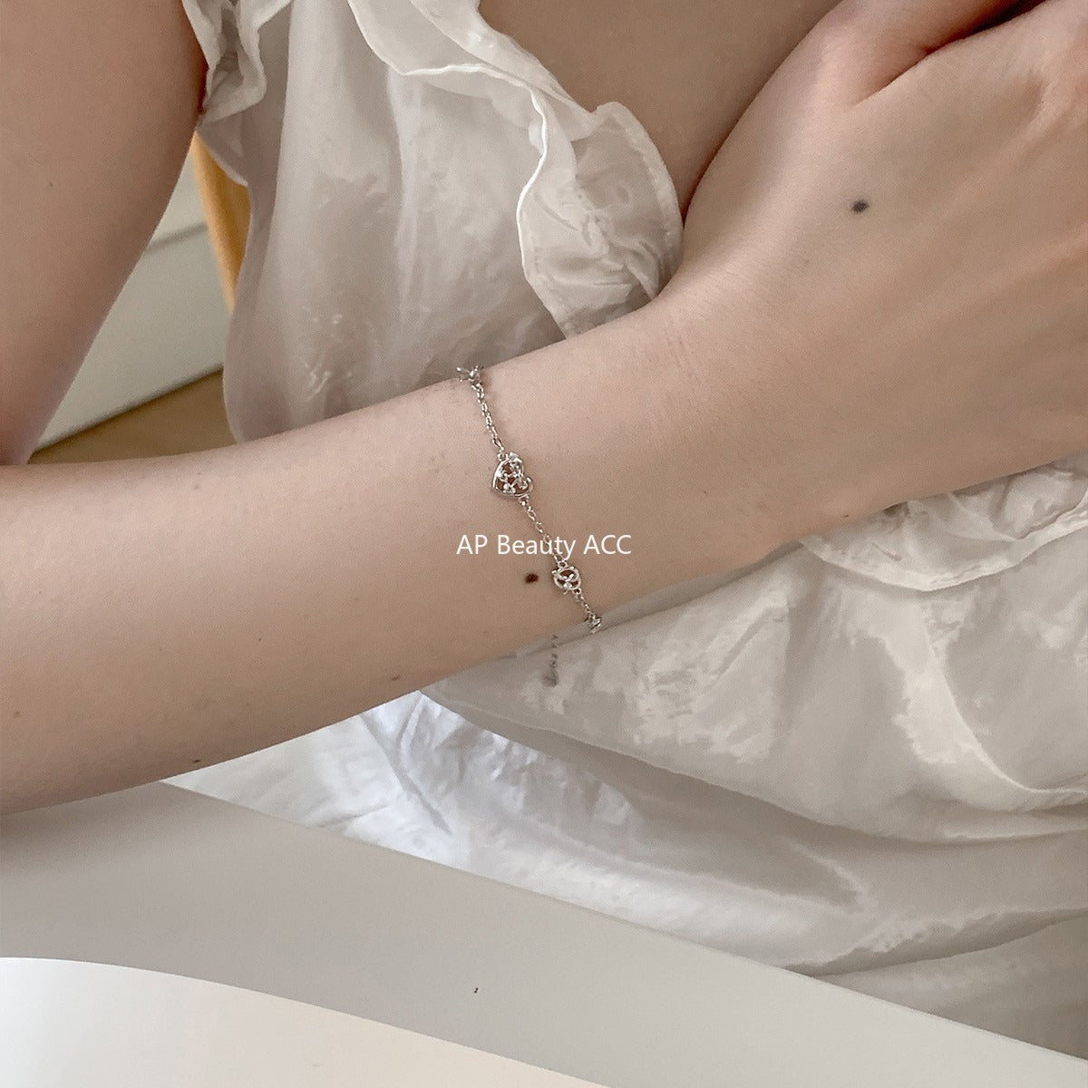 A관 - 925 실버 하트 프레즐 리본 디자인 팔찌 [SL-490] 25.11-1