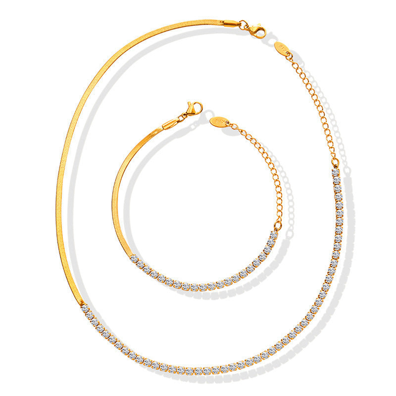 D관 - 티타늄 스틸 큐빅 블레이드 체인 목걸이 팔찌 [P281-E326] 25.11-2