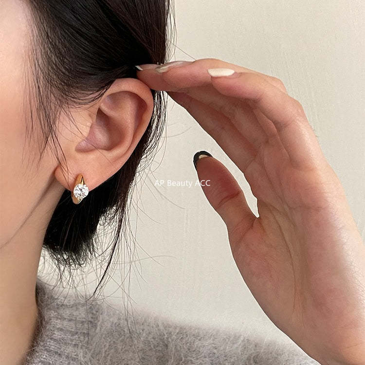 A관 - 큐빅 925 은침 링 후프 귀걸이 [EH-2549.SJ] 25.12-3