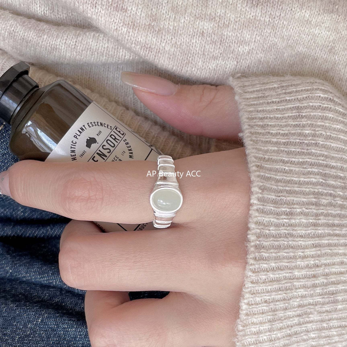 F관 - 925 실버 타원 크리스탈 오픈형 반지 [J1900] 25.12-2