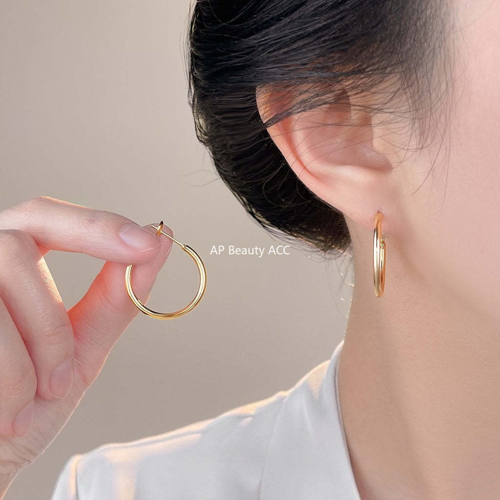 C관 - 와이드 원형 디자인 925 은침 링 귀걸이 [7120-7131] 25.11-3