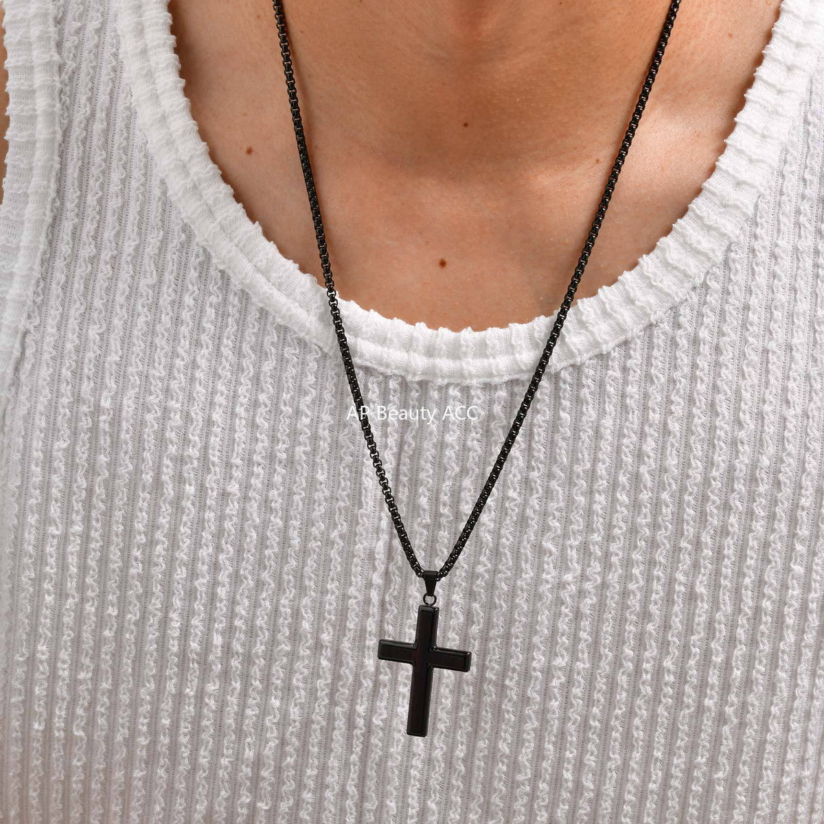 G관 - 흑단 유광 심플 십자가 펜던트 목걸이 [PN-2209] 25.10-4