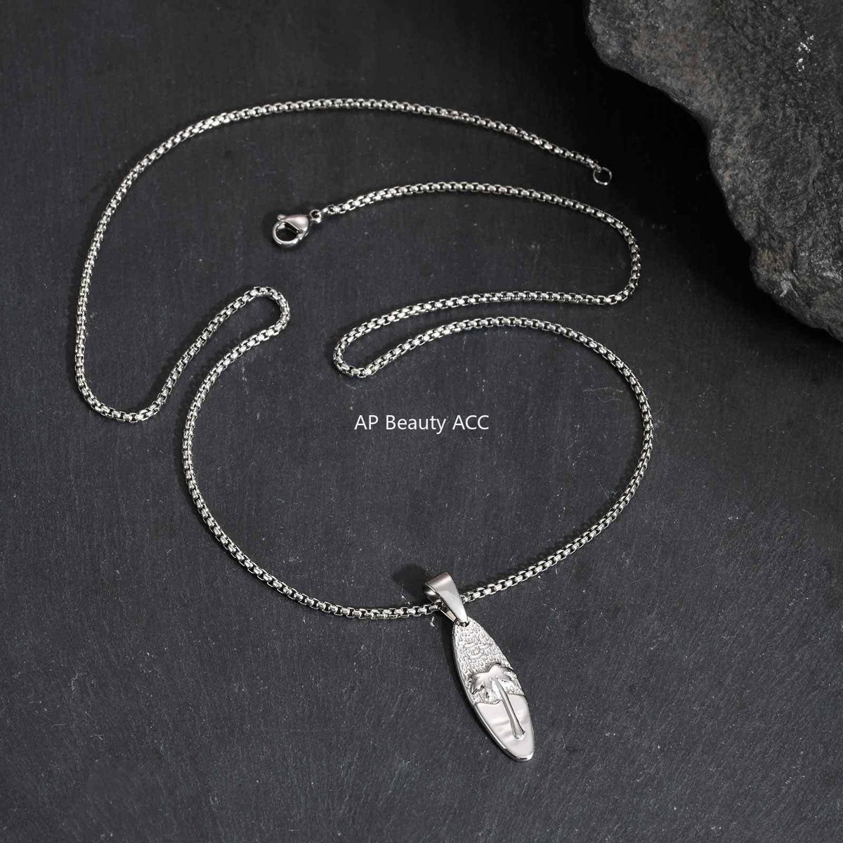 G관 - 스테인리스 타원형 야자수 펜던트 목걸이 [PN-2159] 25.10-5