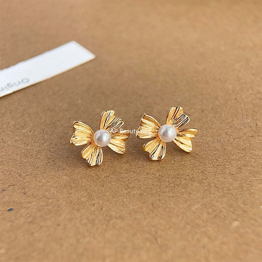 C관 - 여름 새 디자인 귀여운 14K 도금 은침 리본 귀걸이 [4096] 24.05-3