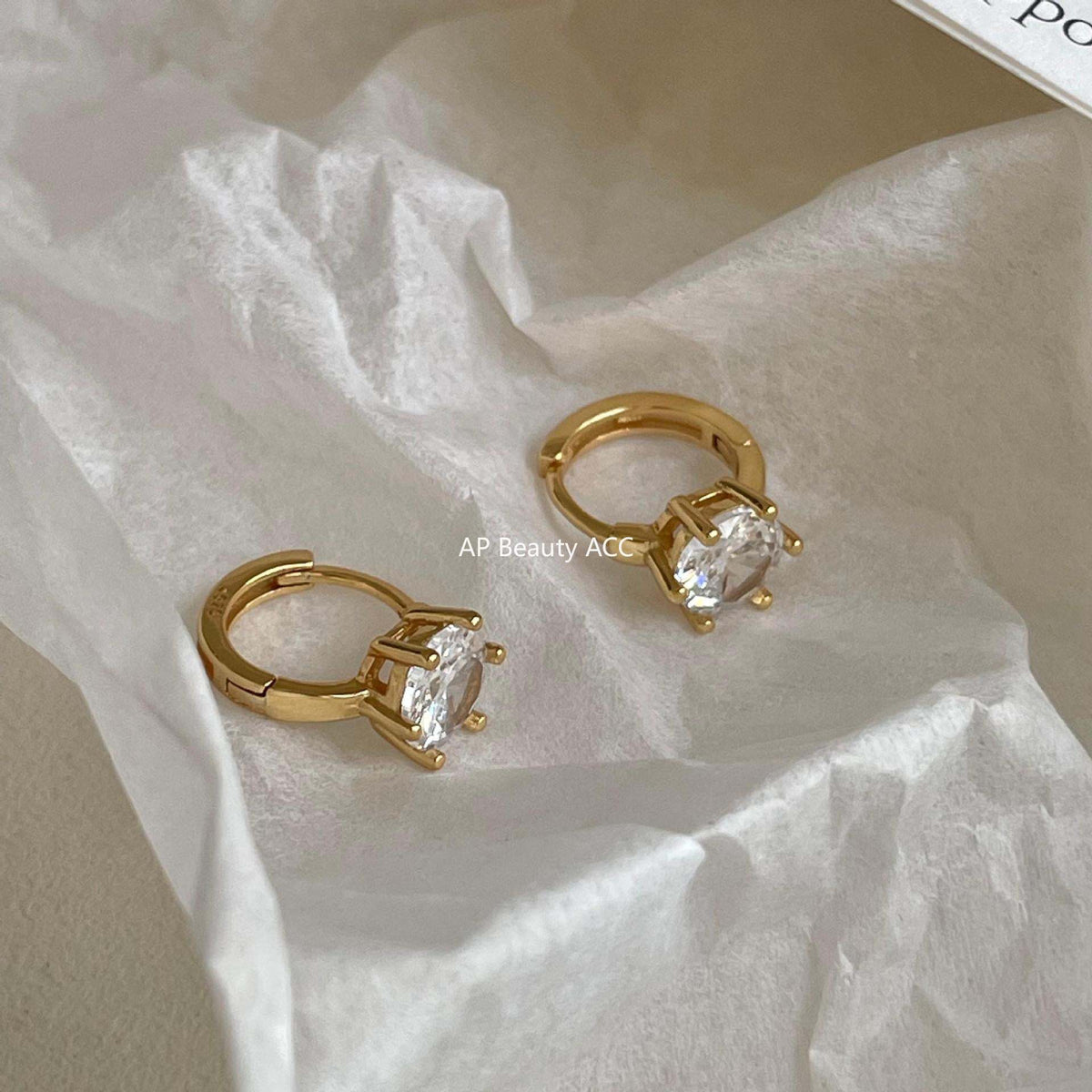 F관 - 925 실버 큐빅 후프 링 귀걸이 [C1414] 25.11-3