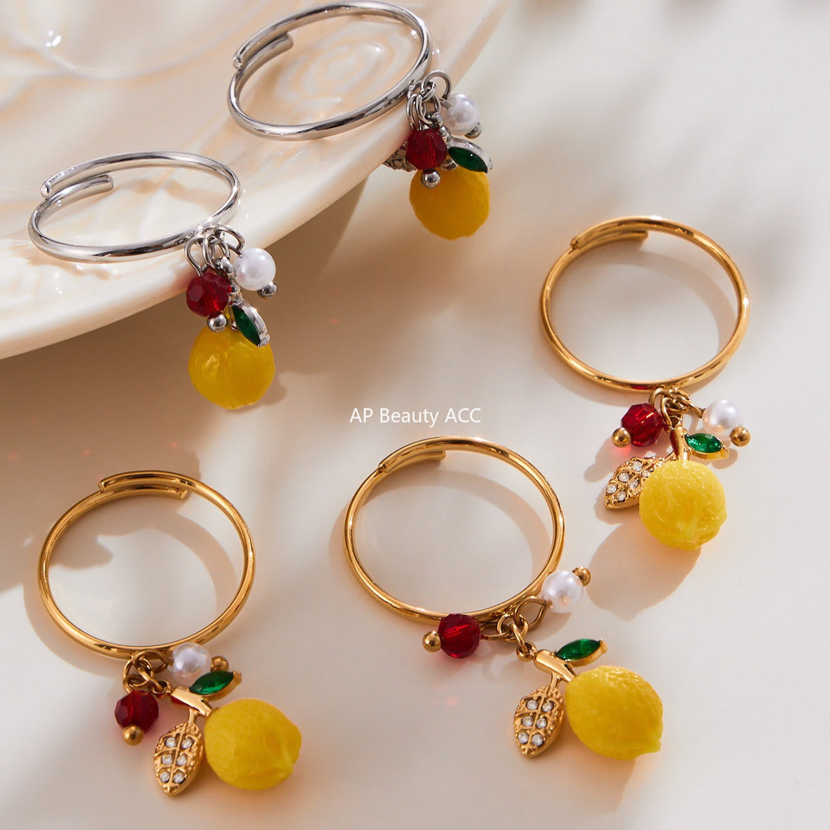 D관 - 스테인리스 스틸 큐빅 레몬 과일 디자인 목걸이 귀걸이 팔찌 반지 [TXP429] 25.10-3