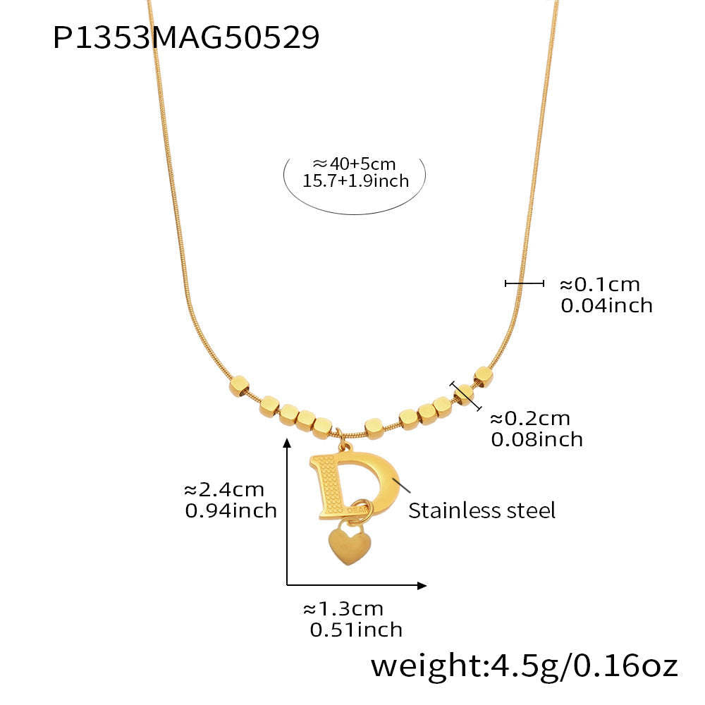D관 - 알파벳 D 펜던트 18K 도금 스테인리스 스틸 목걸이 [P1353] 25.06-2