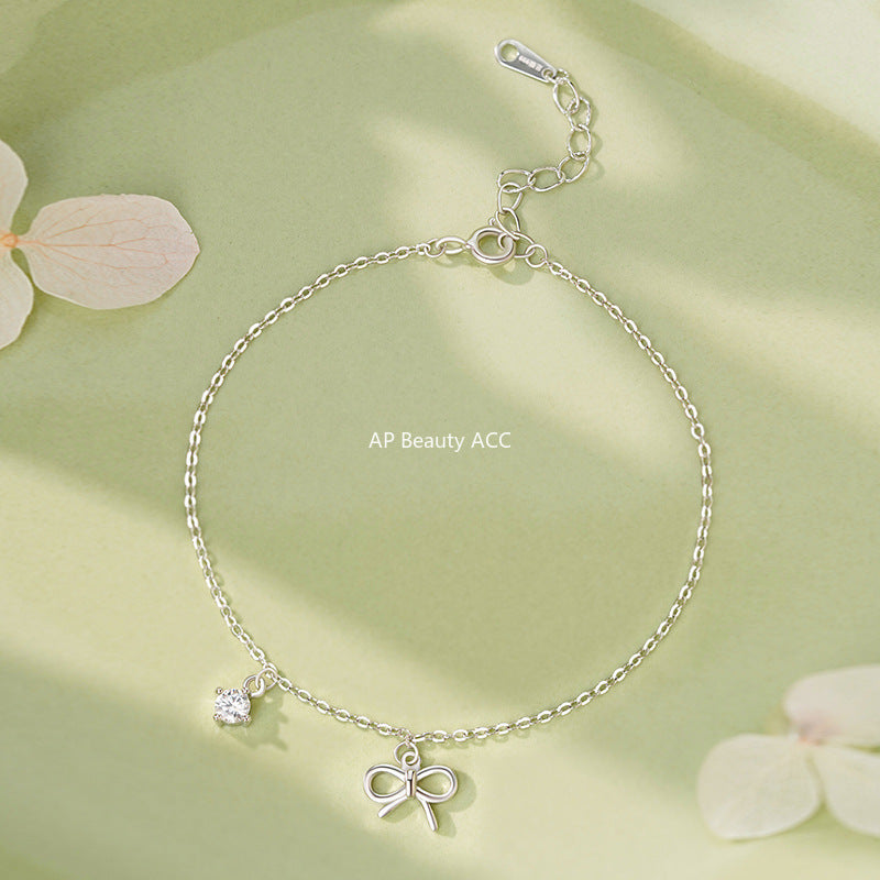 B관 - 999 실버 리본 큐빅 펜던트 팔찌 [YC4519SL_1] 25.11-2