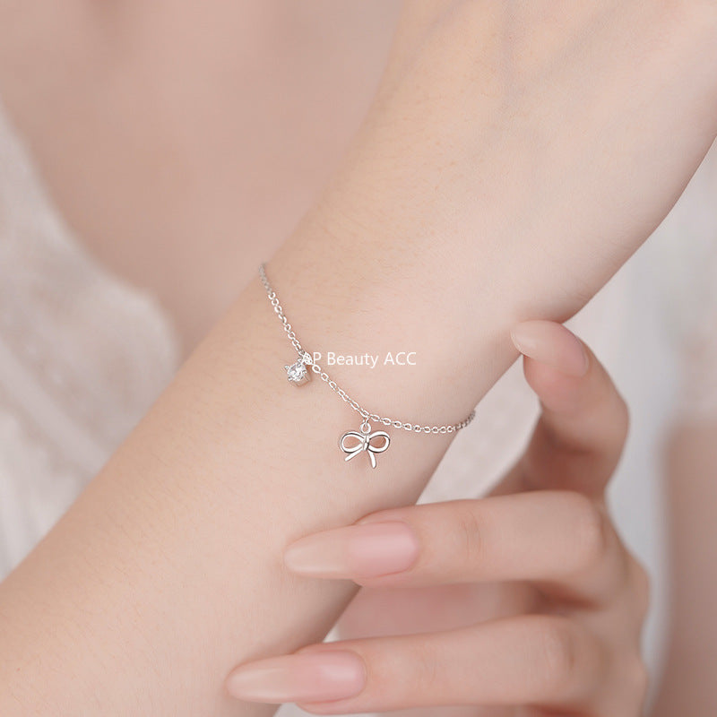 B관 - 999 실버 리본 큐빅 펜던트 팔찌 [YC4519SL_1] 25.11-2