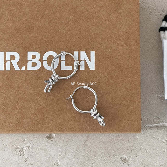 A관 - 링형 매듭 디자인 925 은침 귀걸이 [EH-4395] 25.12-2