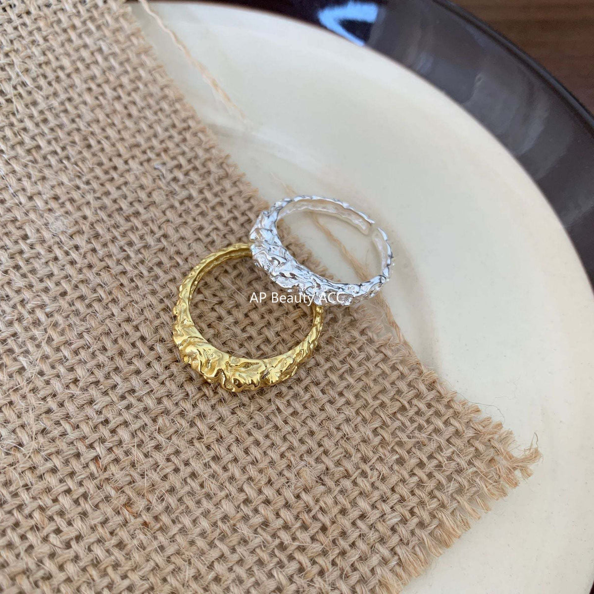 F관 - 925 실버 비정형 요철 포일 질감 오픈형 반지 [J1393] 25.12-3