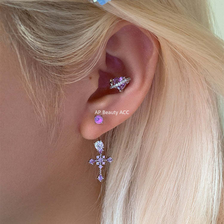 A관 - 큐빅 십자가 티타늄 스틸 귀걸이 [EH-4326] 25.12-2