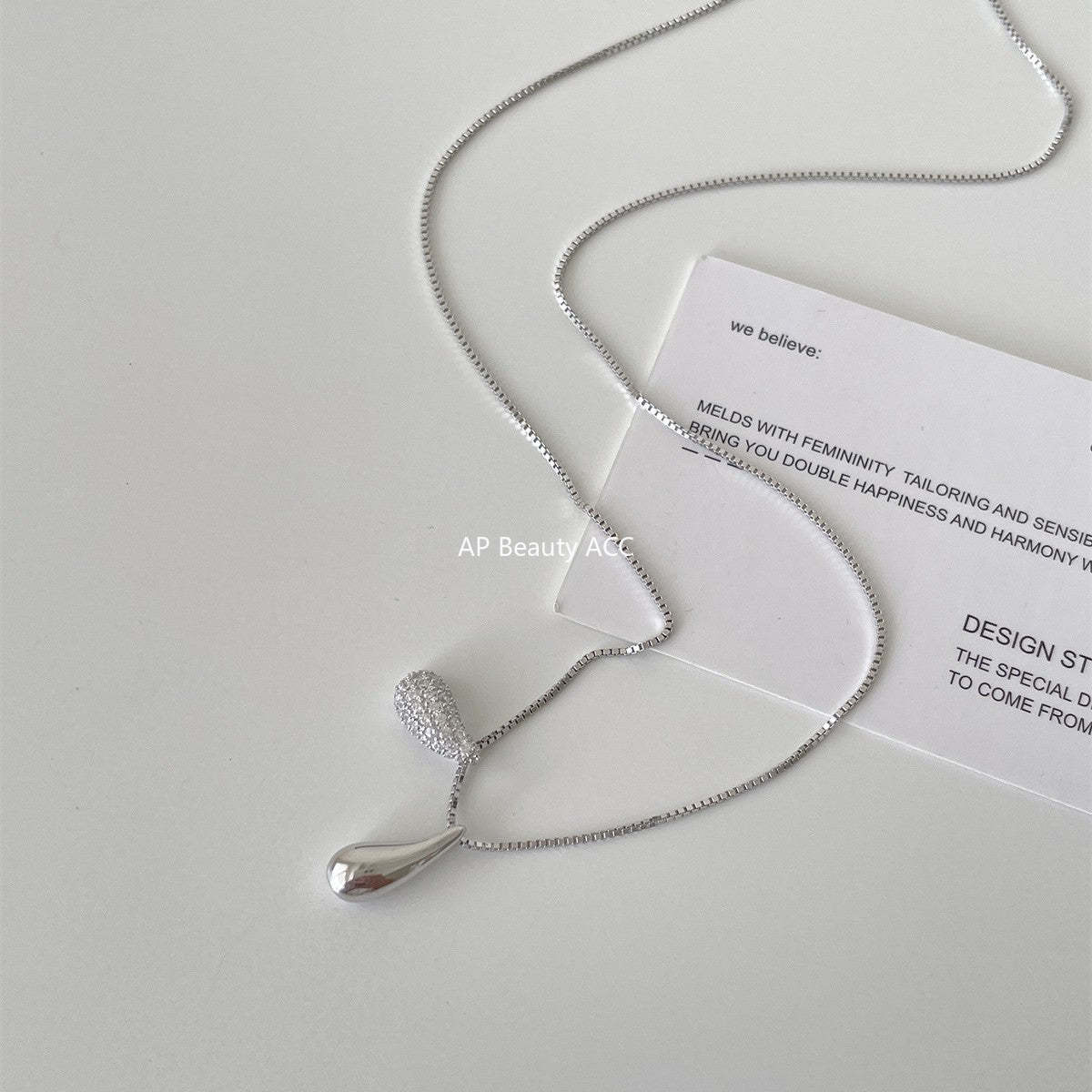 A관 - 925 실버 물방울 큐빅 하트 펜던트 목걸이 [XL-1217] 25.10-4