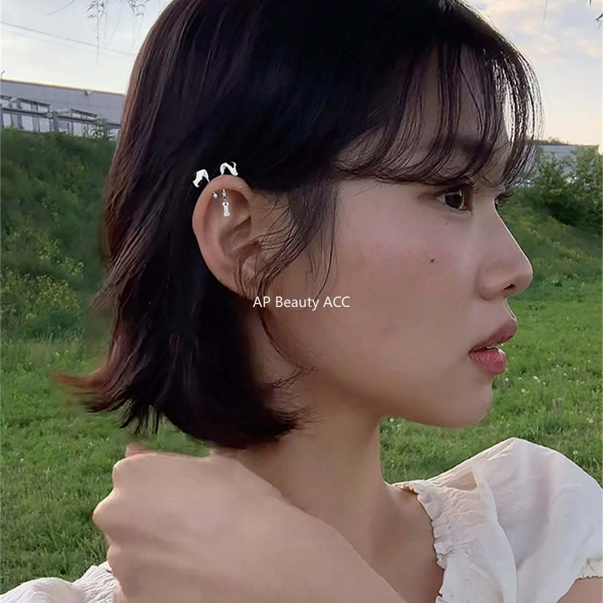 A관 - 티타늄 스틸 강아지 귀 디자인 피어싱 귀걸이 [EH-4086] 25.10-4