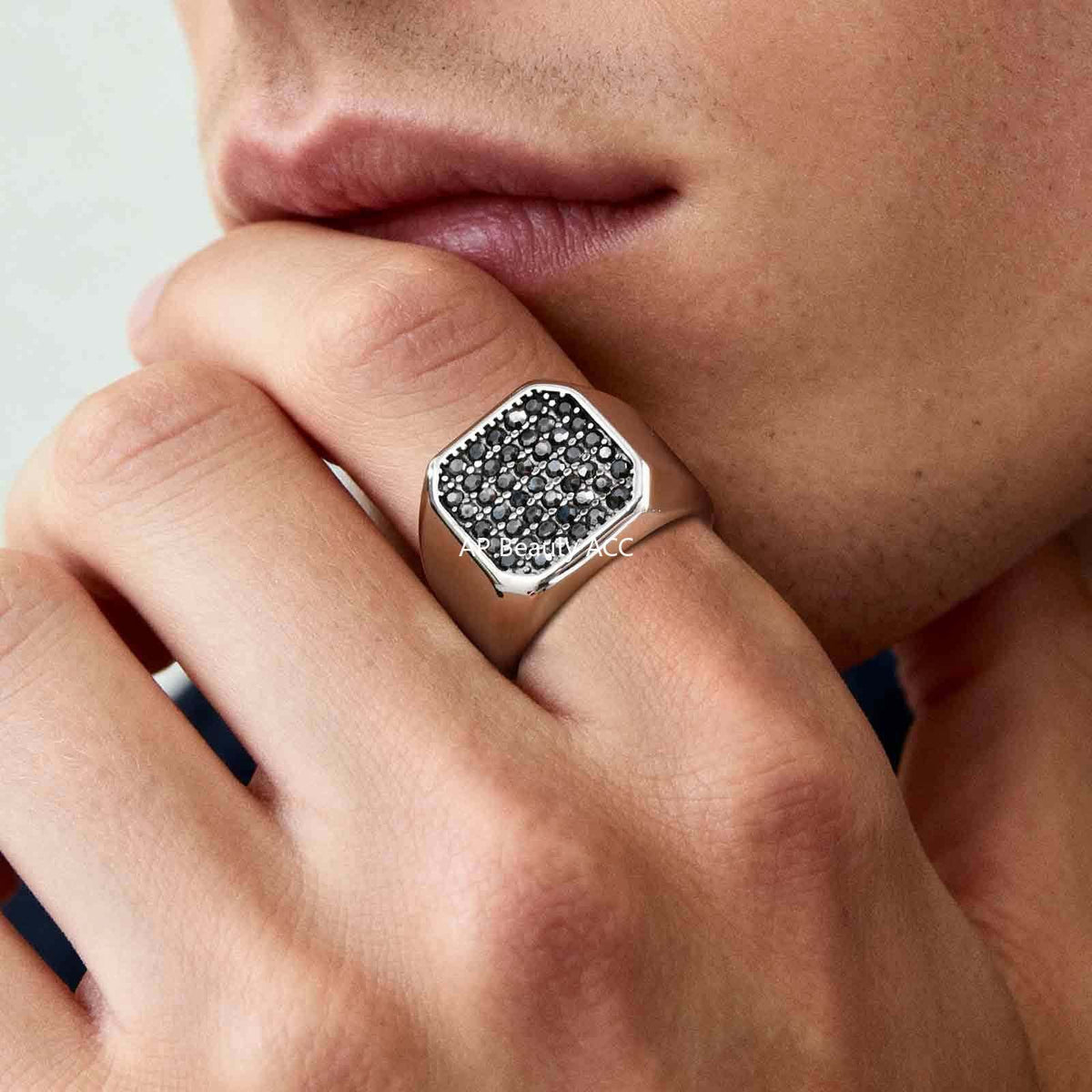 G관 - 스테인리스 스틸 그레이 큐빅 반지 [RC-925] 25.10-5