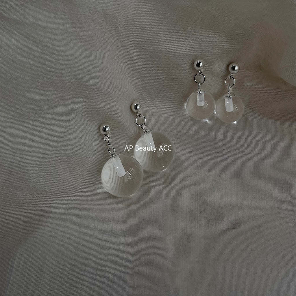 C관 - 투명 유리볼 심플 세련된 귀걸이 [4370-4371] 24.06-3