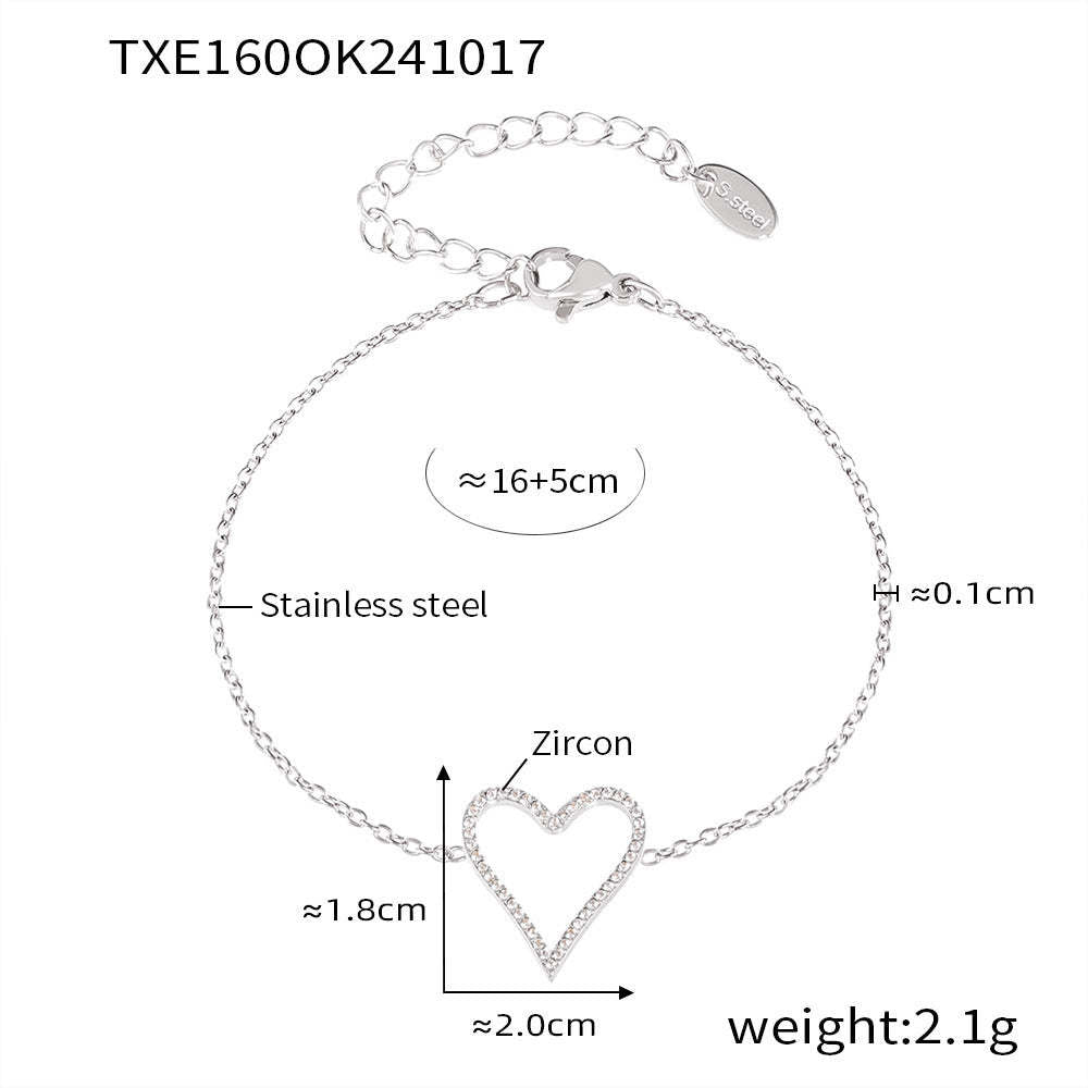 D관 - 스테인리스 스틸 큐빅 하트 디자인 팔찌 목걸이 [XP160-TXE160-P1694] 24.10-4