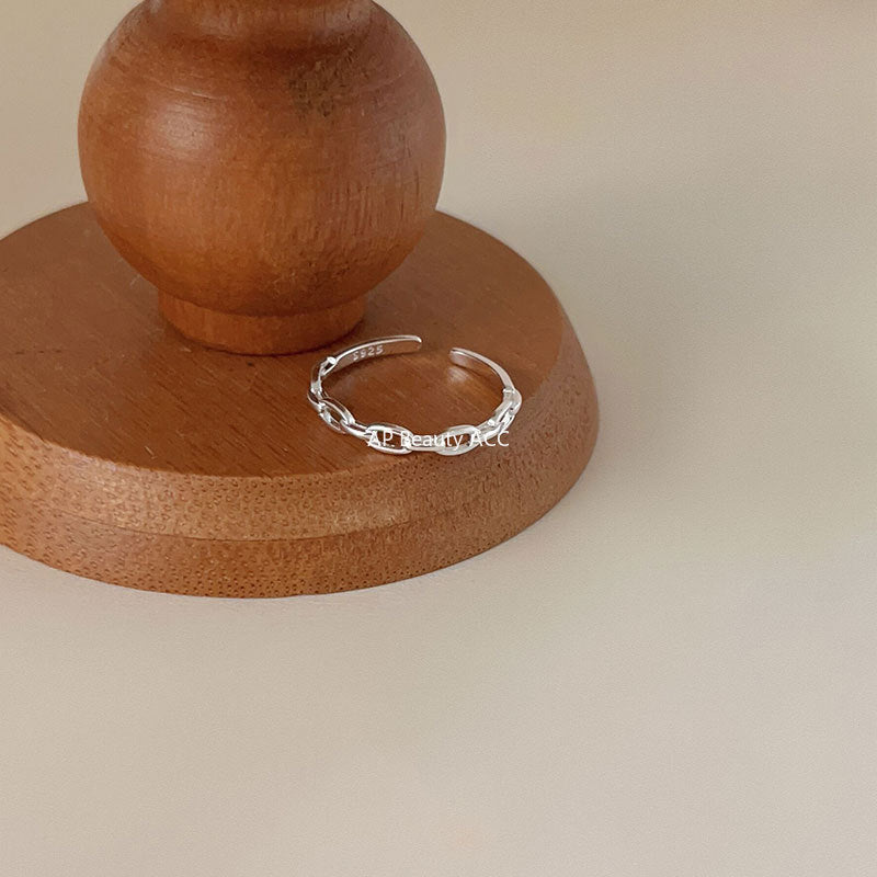 F관 - 925 실버 체인 디자인 오픈형 반지 [J1427] 25.10-1