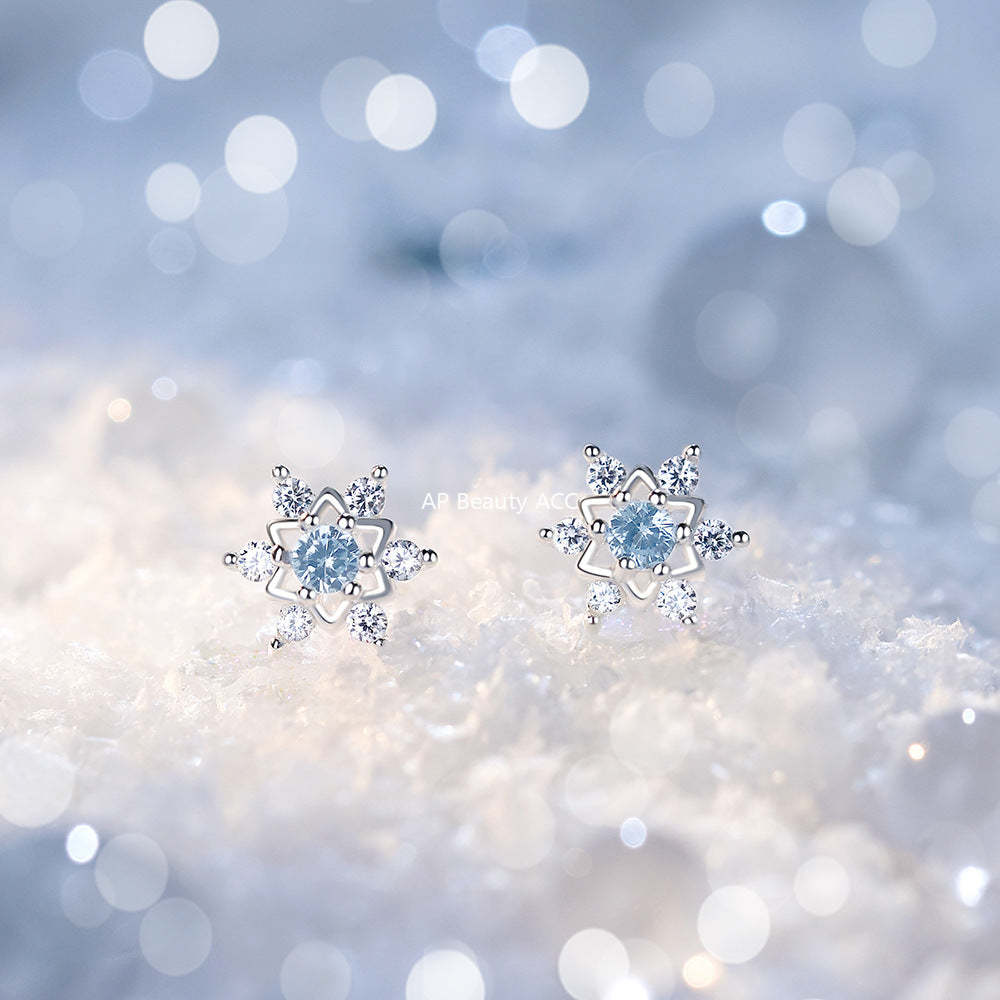 B관 - 999 실버 눈꽃 모양 귀걸이 [YC9912E_1] 25.12-2