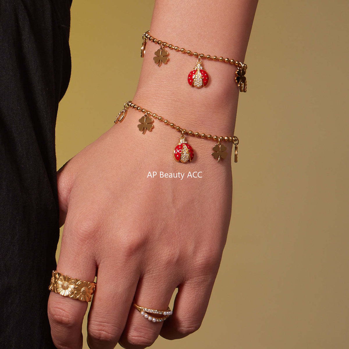 D관 - 스테인리스 스틸 무당벌레 큐빅 펜던트 목걸이 귀걸이 팔찌 발찌 [TXP479] 25.11-4