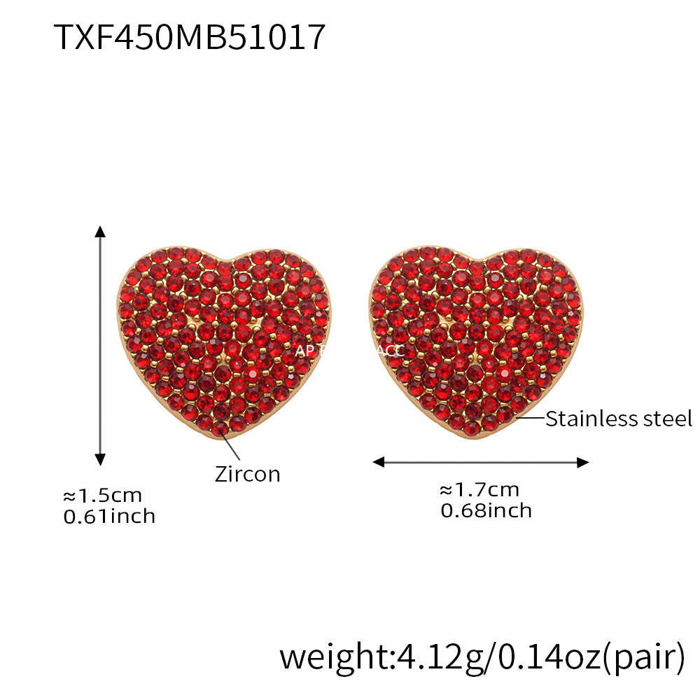 D관 - 18K 도금 스테인리스 스틸 큐빅 왕관 하트 반지 귀걸이 목걸이 [TXP450] 25.10-4