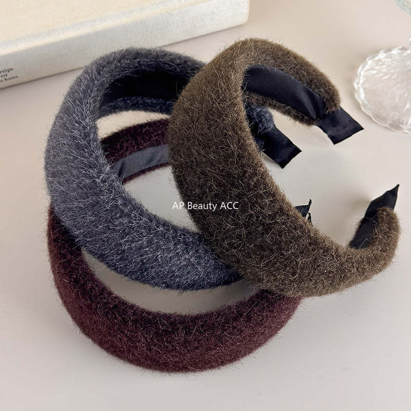 E관 - 퍼 털실 소재 볼륨 와이드 머리띠 [27710] 25.11-3