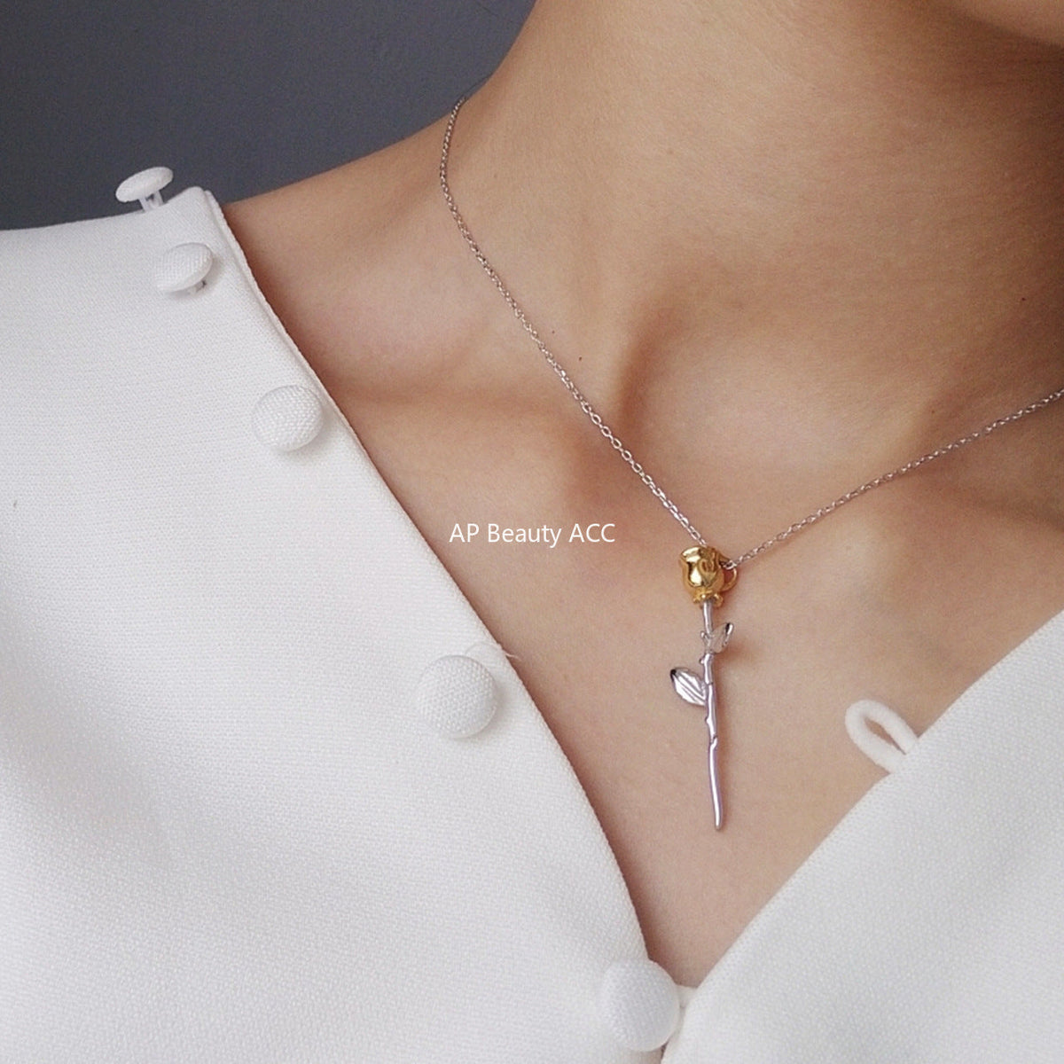 F관 - 925 실버 장미 플라워 펜던트 목걸이 [B366] 25.10-3