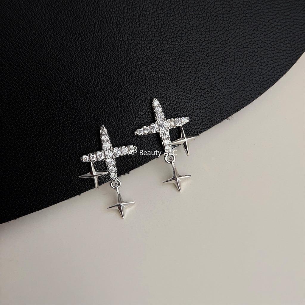 C관 - 팔각 별 큐빅 장식 귀걸이 세련된 귀걸이 [3648] 24.03-4